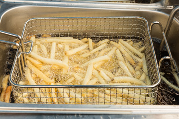 French fries in deep fryer