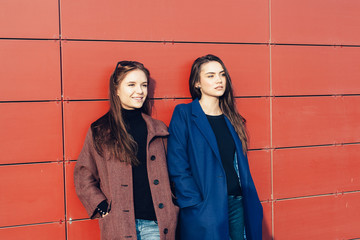 Two beautiful young girl friends 