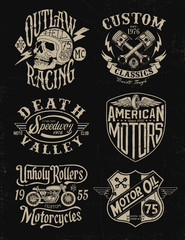 One color vintage motorcycle graphic set - 75320165