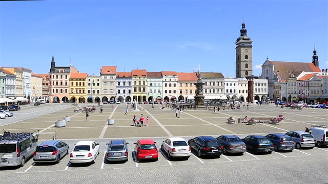 Square in historic center of Czech Budejovice.