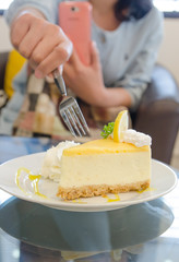 slice of lemon cheesecake