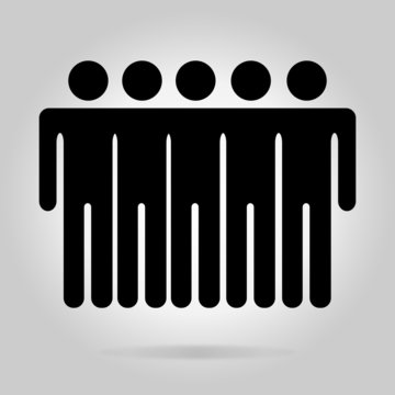 Black logotype five men. Simple silhouette information sign with