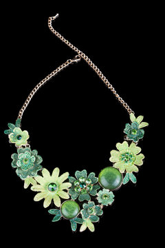 metal feminine necklace. in the form of flowers