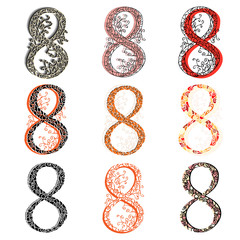 Various combination numeric figures 8.