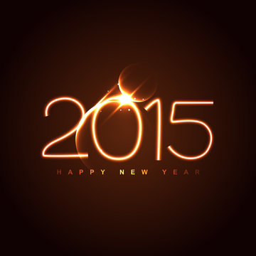 neon style 2015 text design placed on brown background