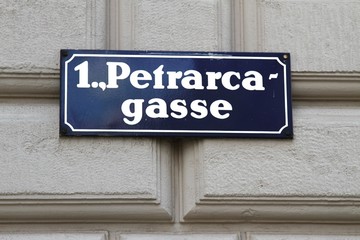 road sign with the name of the street in vienna