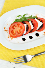 Eggplant salad with tomato and feta cheese