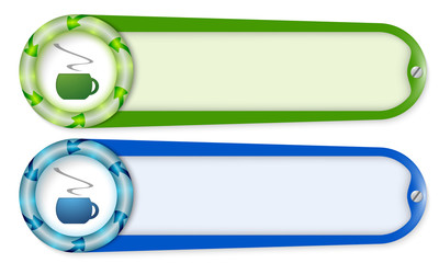 Fototapeta premium set of two buttons with arrows and cup of coffee