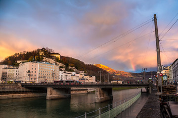 Fototapeta premium Salzburg with Salzach river