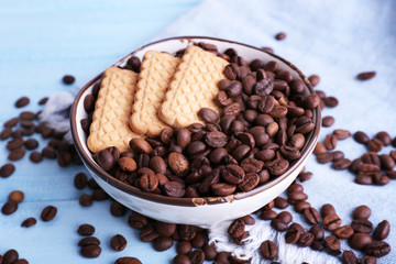 Bowl of shortbread cookies and coffee beans