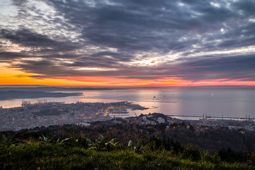 Fototapeta na wymiar evening in the bay of Trieste