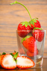 Fresh strawberries, Strawberries in a basket in the garden