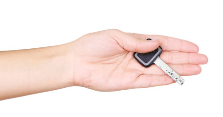 Key in hand isolated on white