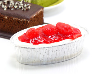 close up strwberry cheesecake