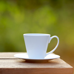 Coffee cup on a wooden table