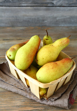 Pears in a drawer on napkin