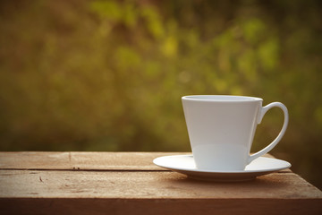 Coffee cup on a wooden table