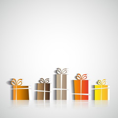 Papercut Christmas gift box, five boxes, Simple card for christm