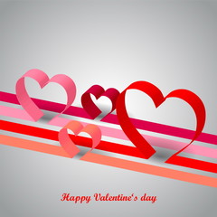 Happy Valentines Day, Abstract lines and hearts from paper - vec