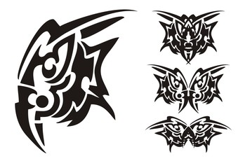 Eagle head and butterfly form