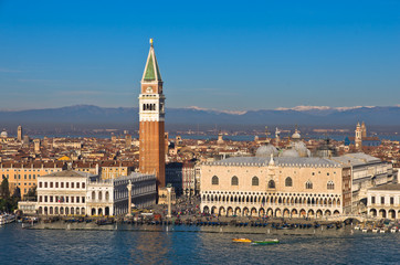 Fototapeta na wymiar Campanila bell tower at piazza San Marco in Venice