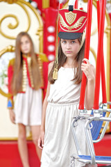 portrait of two girls in the style of hussars