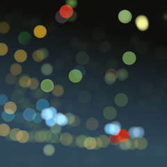 blurred colored bokeh lights at night.