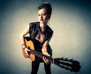 Playing guitar