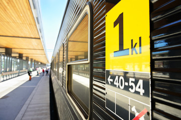 Stationary train at platform