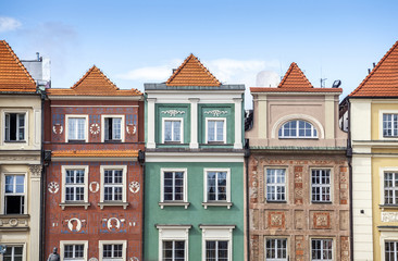 Historic Poznan City buildings located on a main square