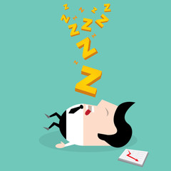 Businessman falling asleep at his work