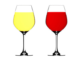 Red and white wine in a glasses
