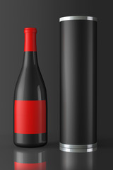 Back Bottle of Red Wine with Package