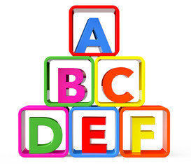 Multicolour cubes as stand with ABC letters