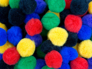 A very close view of craft pompoms