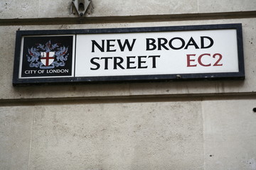 New Broad Street road sign in London