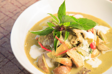 Thailand food Green curry Chicken Intense soup