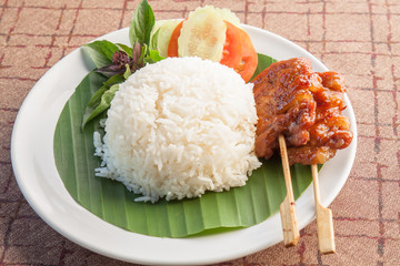 Thailand food rice with Grilled Pork