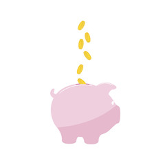 Image piggy bank and coins. Without gradient.
