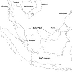 Südostasien in weiß (beschriftet)