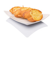 Homemade garlic bread of French baguette slices