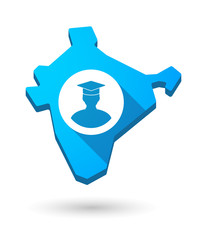India map icon with a student
