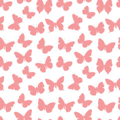 Fototapeta na wymiar Pink seamless pattern butterfly