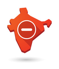 India map icon with a subtraction sign