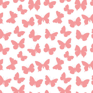 Pink seamless pattern butterfly