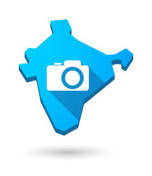 India map icon with a photo camera