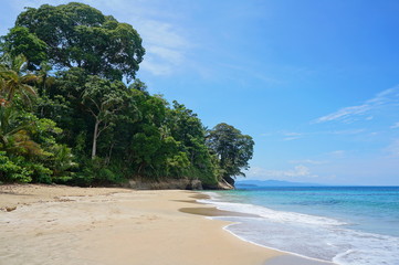Costa Rica Caribbean beach with lush vegetation