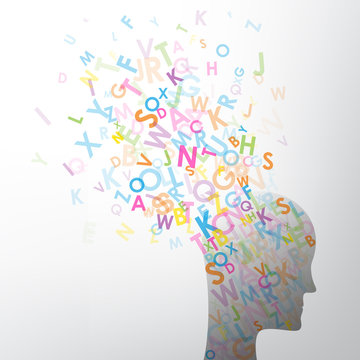 Letters exploding out of Head Silhouette