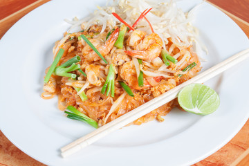 Thai food style , stir-fried rice noodles (Pad Thai)