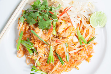 Thai food style , stir-fried rice noodles (Pad Thai)
